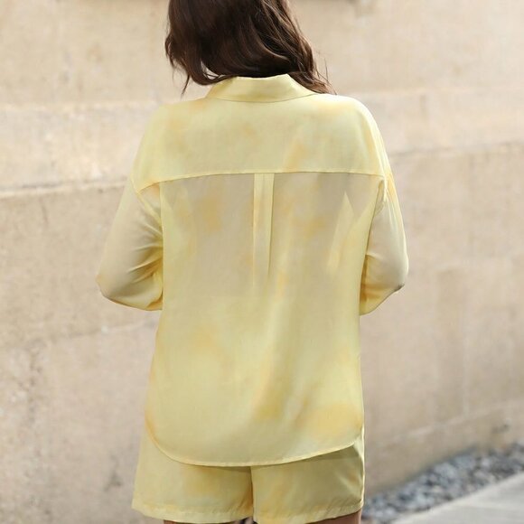 Yellow Boho Womens Shirt & Shorts Set - Picture 2 of 5